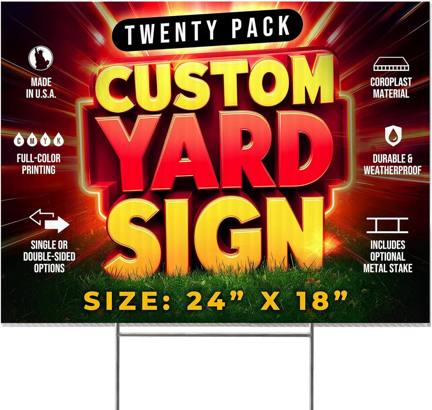 60PK Custom Yard Sign WithoutStakes Wholesale + Shipping