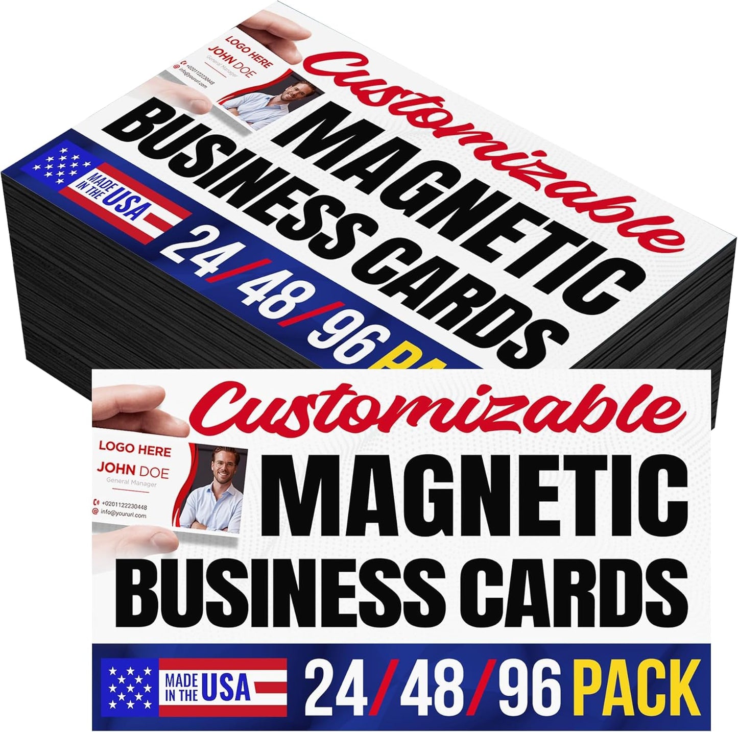 24/48/96 Pack, 3.5"x2" Personalized Magnetic Business Cards, Upload Your Own Desig. ASIN: B0FRVVHXTV
