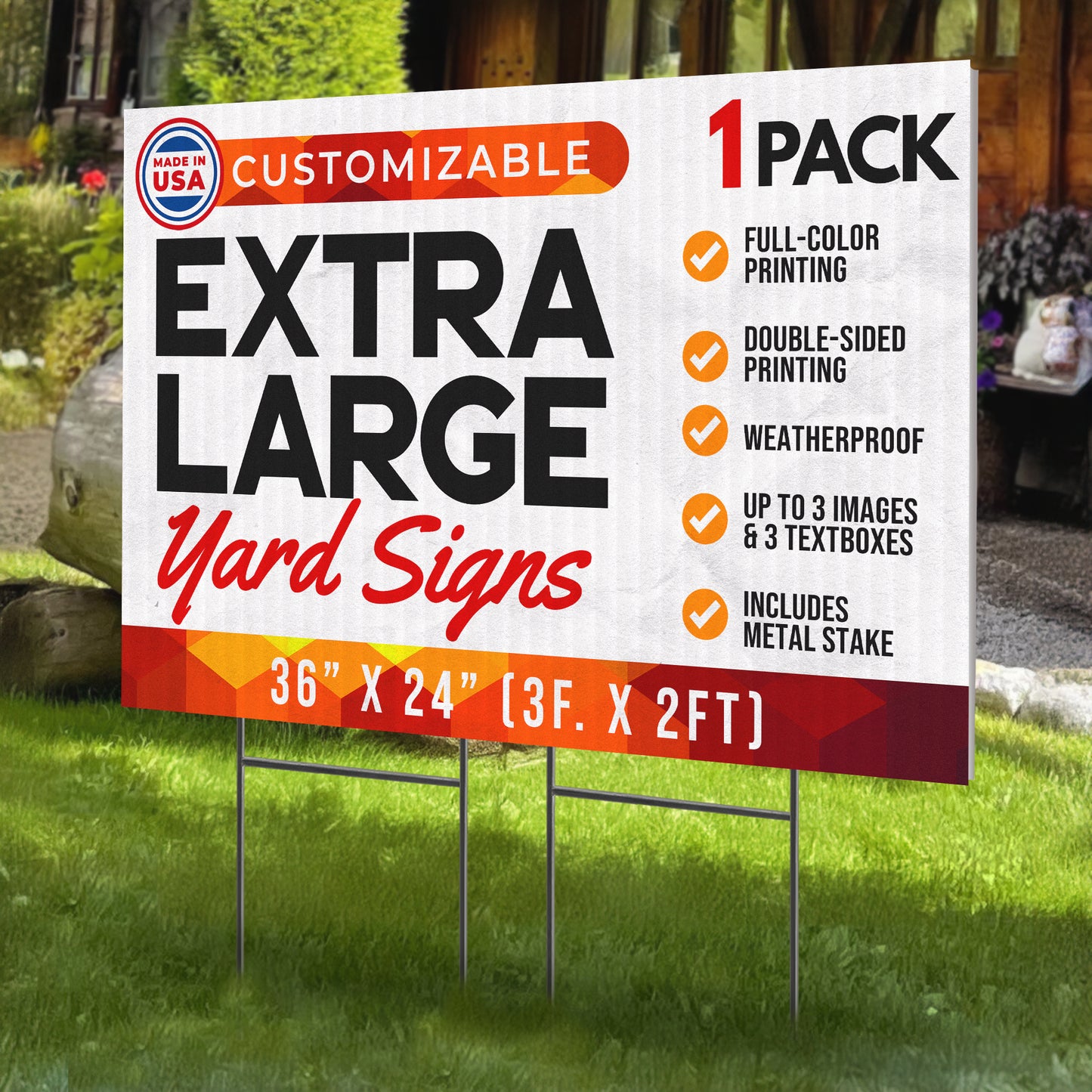10 Pack Custom 36x24 Yard Signs + Shipping