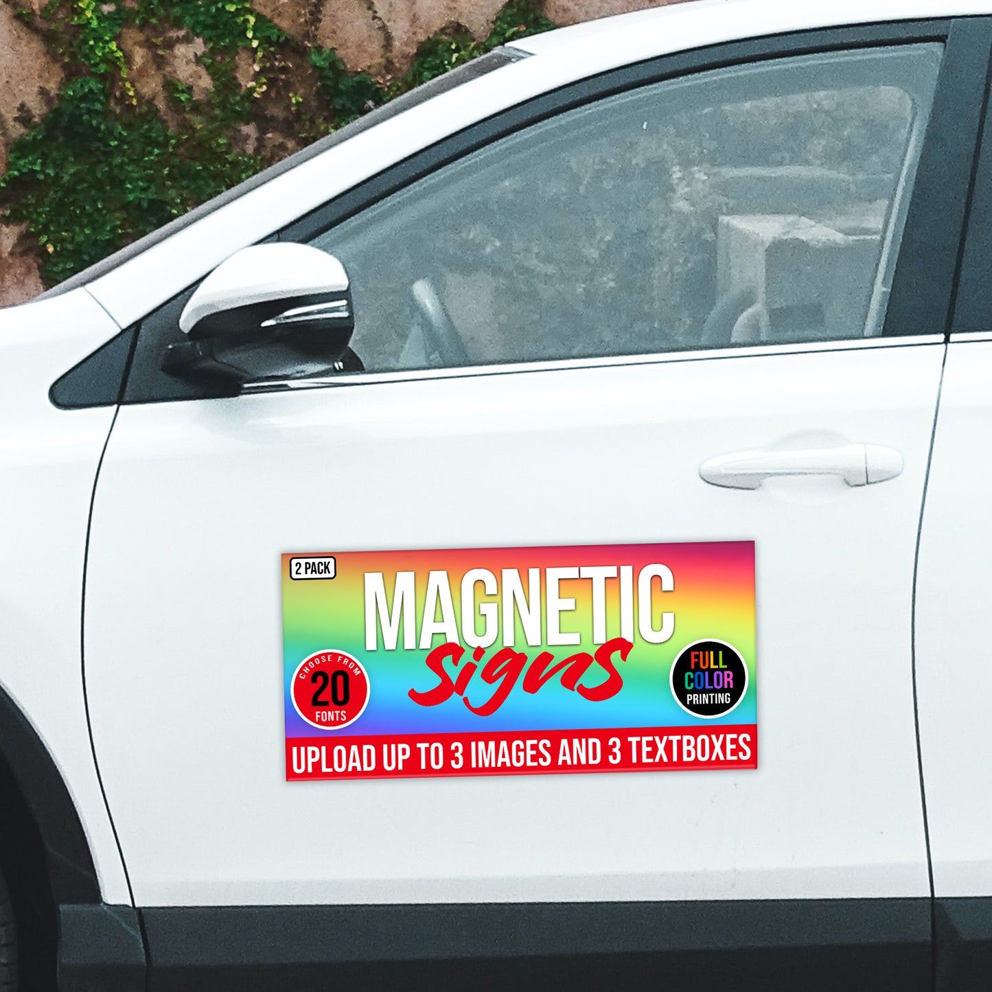 Customized Vinyl Car Magnet Signs in Full Color for Advertising 12"x24" - 2 PACK