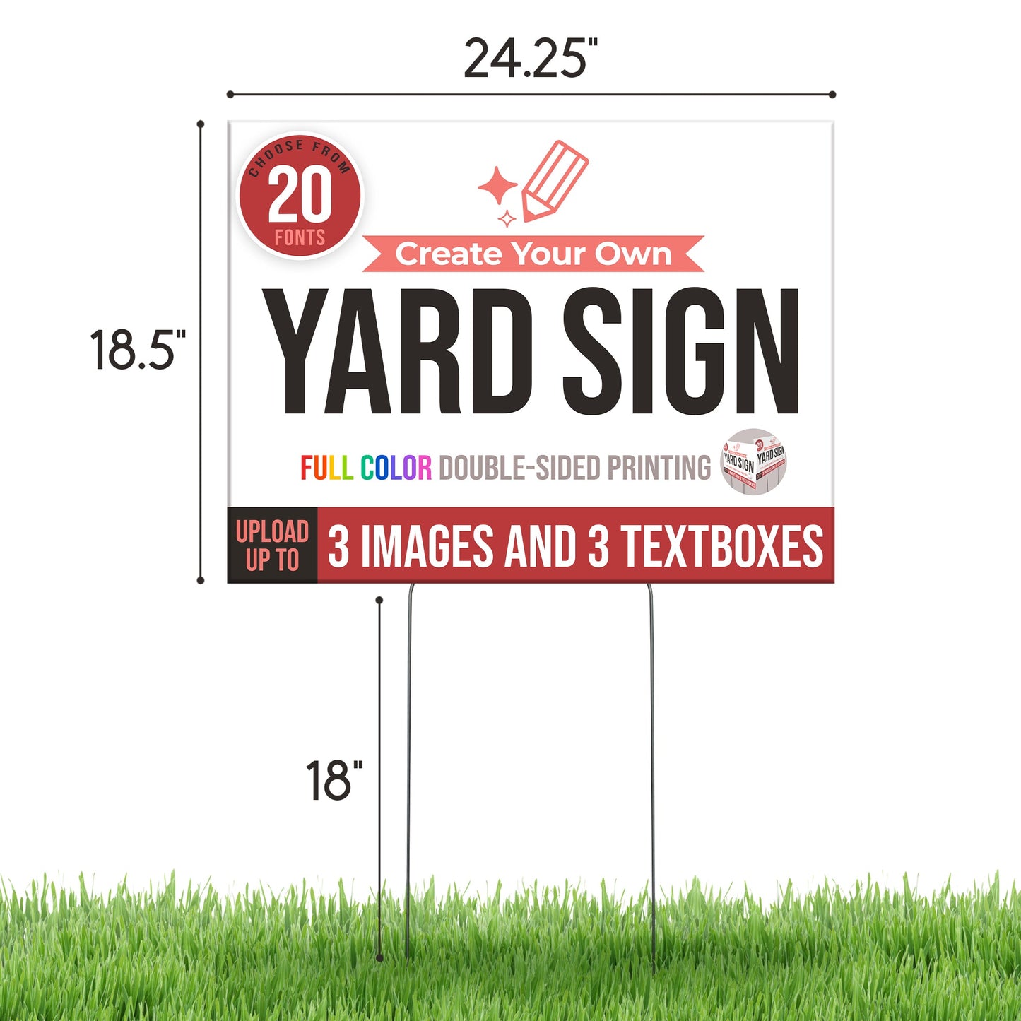 WHOLESALE Personalized Corrugated Plastic Full Color Yard Signs for Outdoors, Home, Office, Business - 24"x18" FOR PICK UP ONLY