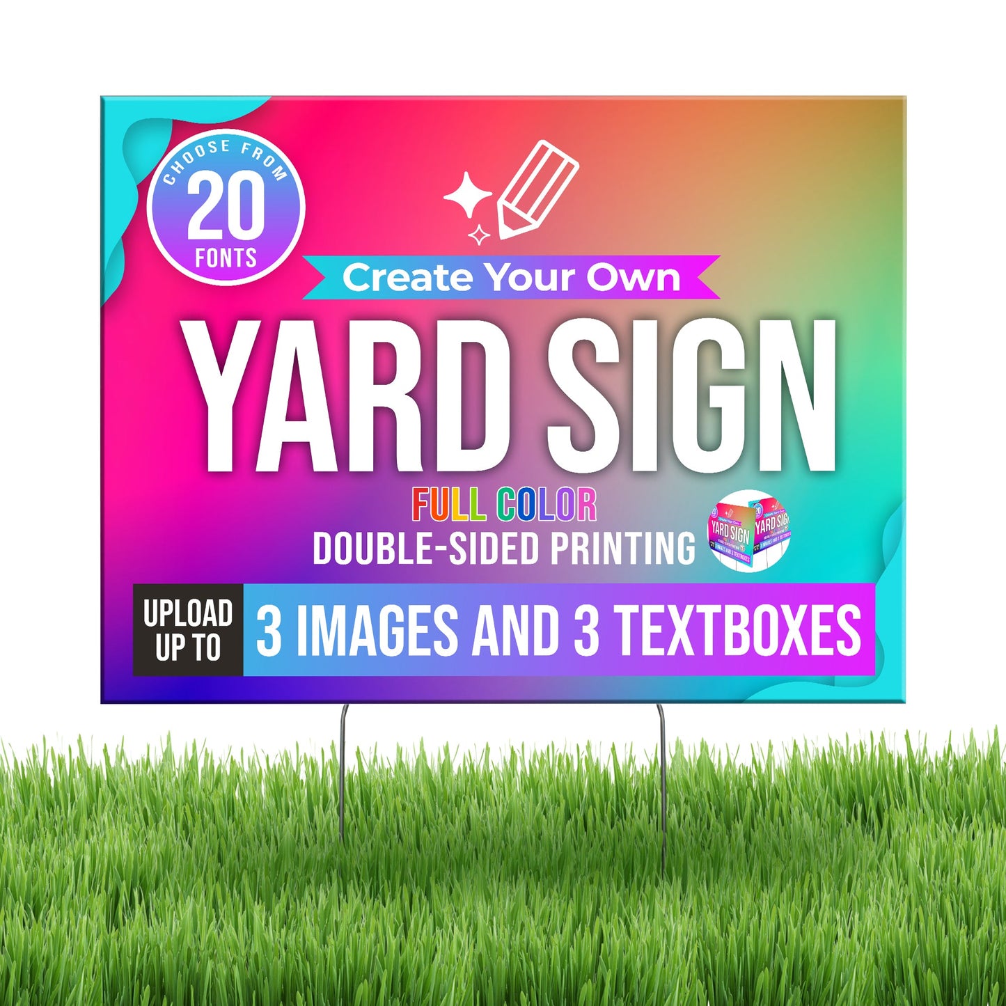 WHOLESALE Personalized Corrugated Plastic Full Color Yard Signs for Outdoors, Home, Office, Business - 24"x18" FOR PICK UP ONLY