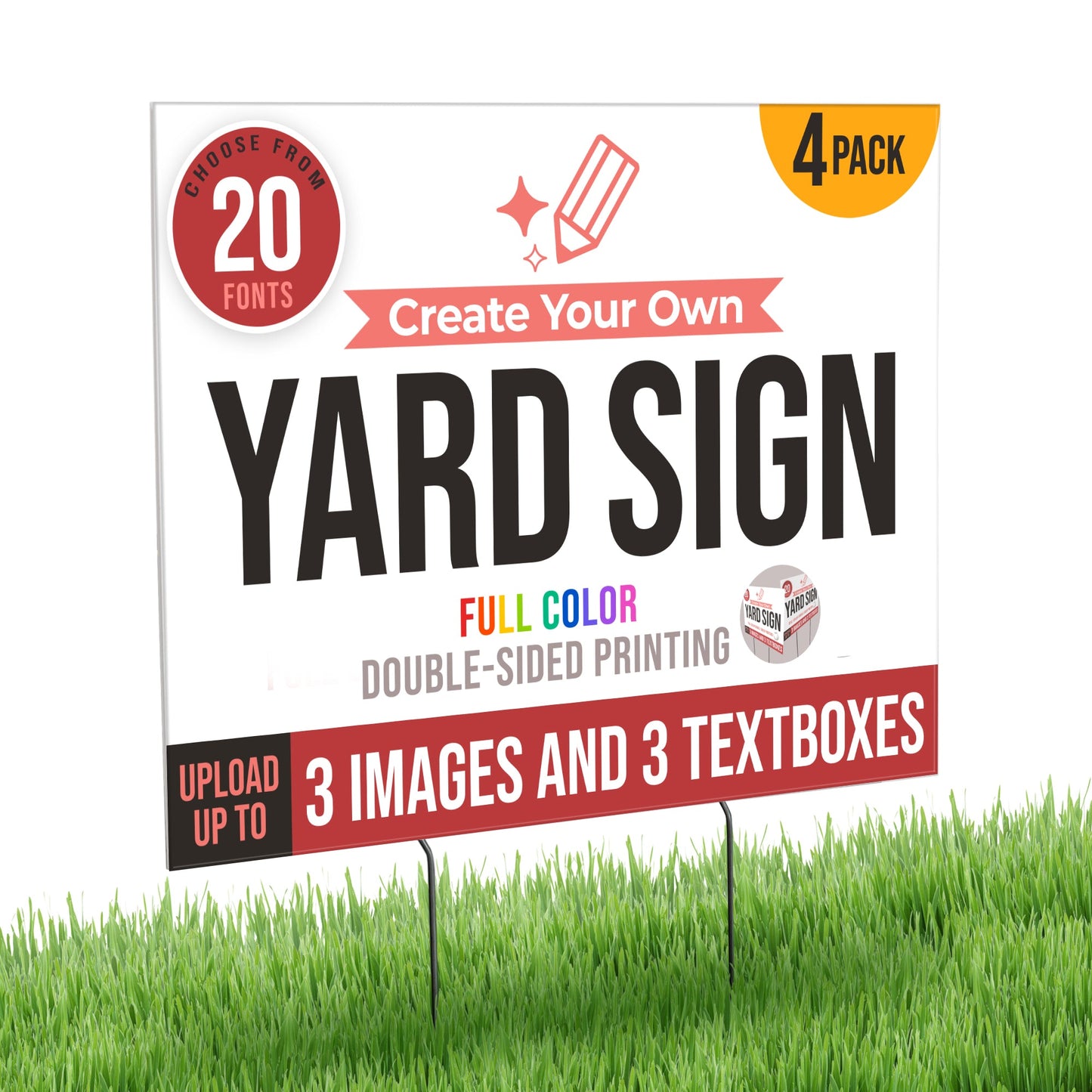 WHOLESALE Personalized Corrugated Plastic Full Color Yard Signs for Outdoors, Home, Office, Business - 24"x18" FOR PICK UP ONLY