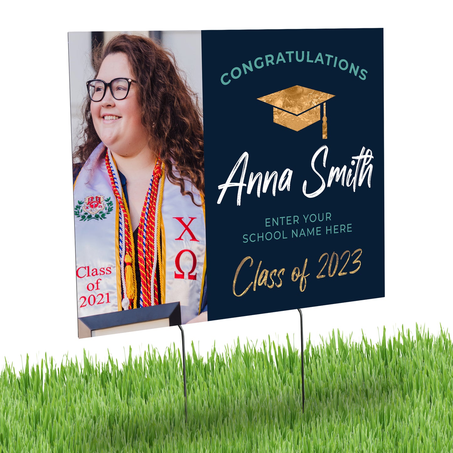 Personalized Graduation Yard Sign with Metal Stakes Class of 2023