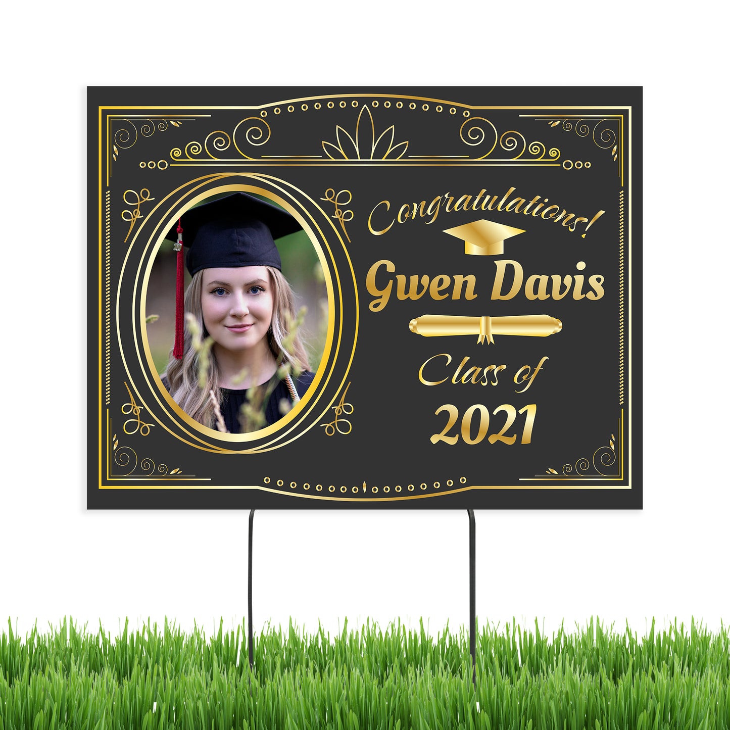 Personalized Graduation Yard Sign with Metal Stakes Class of 2023