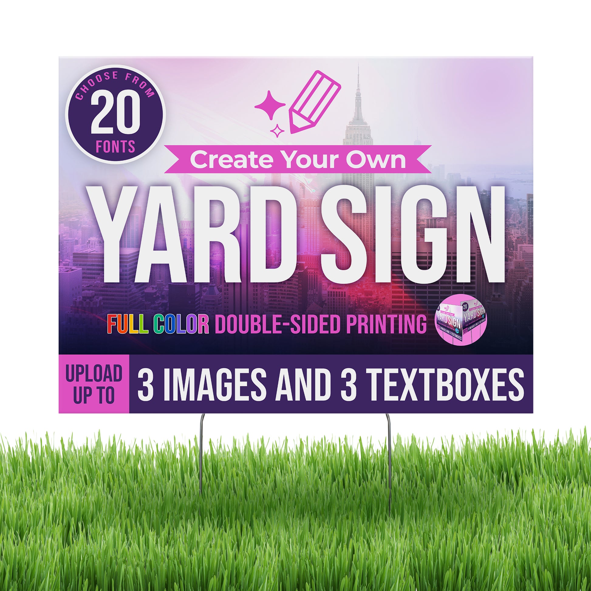 16x26 Full Color Sealed Posterboard Yard Signs with Frames